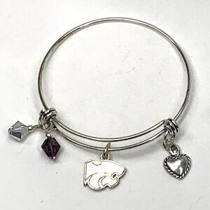 Big Cat Charm Bracelet Silver Finish - Expands 2"- 3.5"